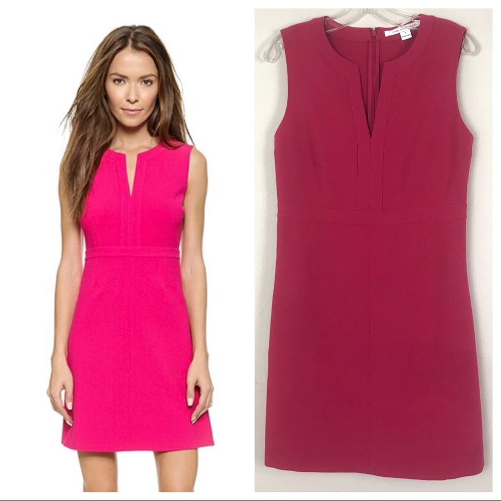 Diane VonFurstengberg Fleur Pink Midi Sheath Dress Wedding Party Romantic